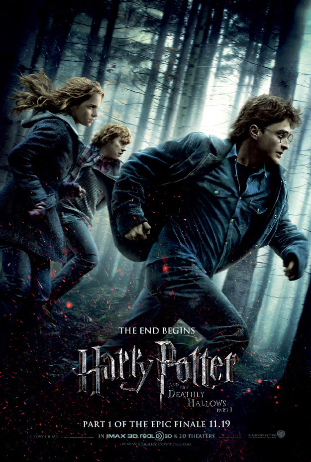 harry potter and the deathly hallows movie poster. Harry, Ron and Hermione set