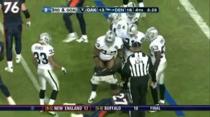 oakland raiders tommy kelly loses pants tackle