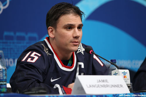 Team USA Hockey Captain Jamie Langenbrunner 2010 Olympics
