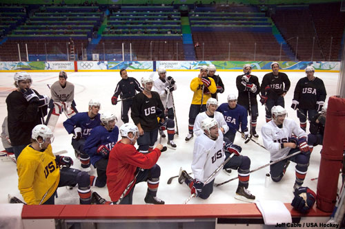 USA Hockey Team  takes knee  Winter Olympics in Vancouver with  head coach Ron Wilson