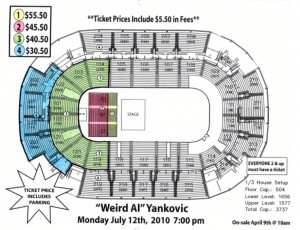 Weird Al Yankovic Family Arena Seating Char