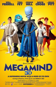Megamind 3D Movie Poster Will Ferrell Brad Pitt