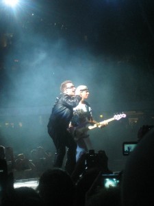 Bono and Adam Clayton in Chicago.