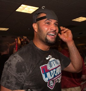 Albert Pujols Celebrating Cardinals Wildcard Playoff 2011