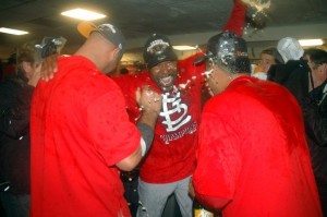 Cardinals Locker Room After Winning NLCS 2011