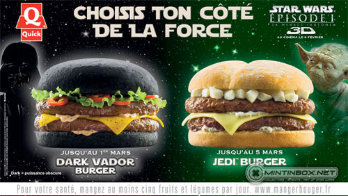 French/Belgian ad for Star Wars burgers