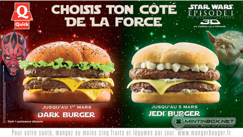 French/Belgian ad for Star Wars burgers