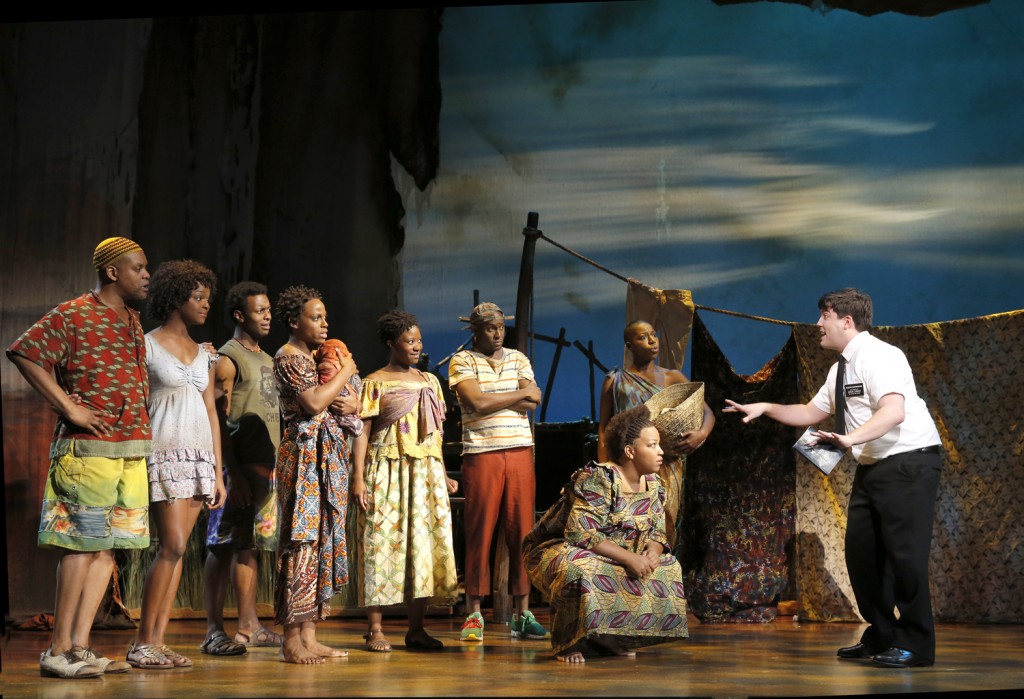 Christopher John O'Neill as Elder Cunningham and the Company in "The Book of Mormon" © Joan Marcus 2013