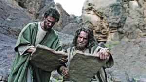 Mount Sinai; Moses (WILLIAM HOUSTON) tells Joshua (SEAN KNOPP) that he will need faith like he's never had before.