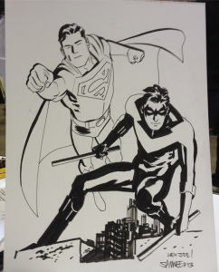 Chris Samnee Sketch Superman Nightwing St Louis Comic Con