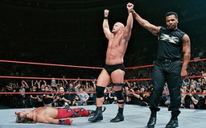 Shawn Michaels vs Steve Austin guest referee Mike Tyson at Wrestlemania 14