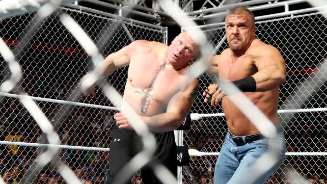 Triple H Brock Lesnar Cage Match WWE Raw