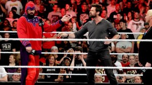Special Guest Hugh Jackman came to town to promote X-MEN: DAYS OF FUTURE PAST, and is greeted by an unusual MAgneto (Damien Sandow). Photo © WWE