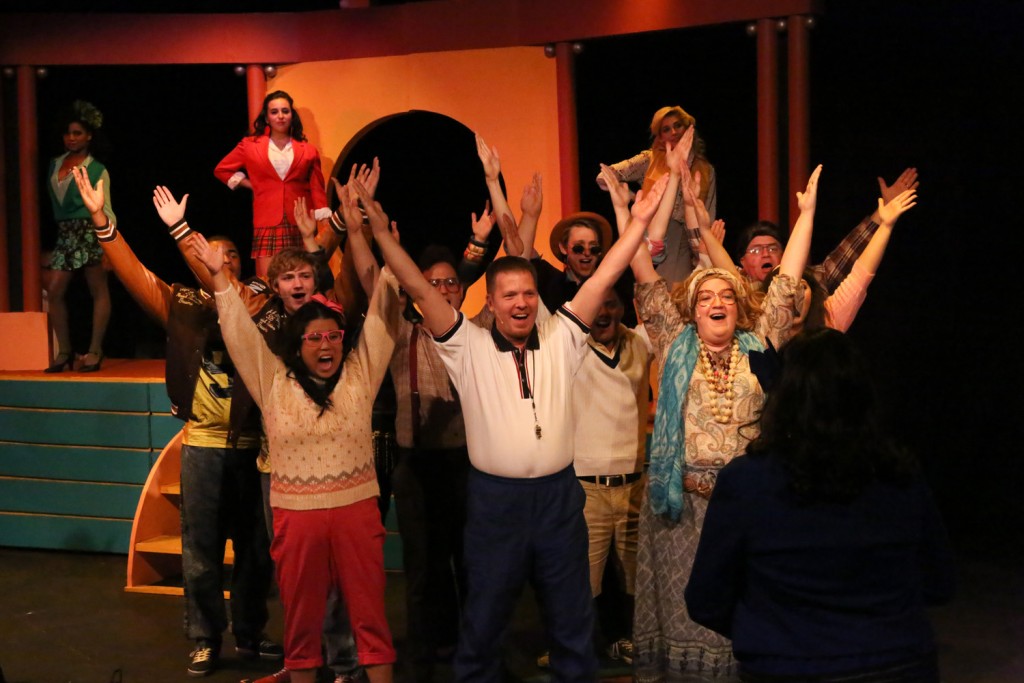 The company sings "Beautiful," in New Line Theatre's HEATHERS, 2015. Photo credit: Jill Ritter Lindberg.