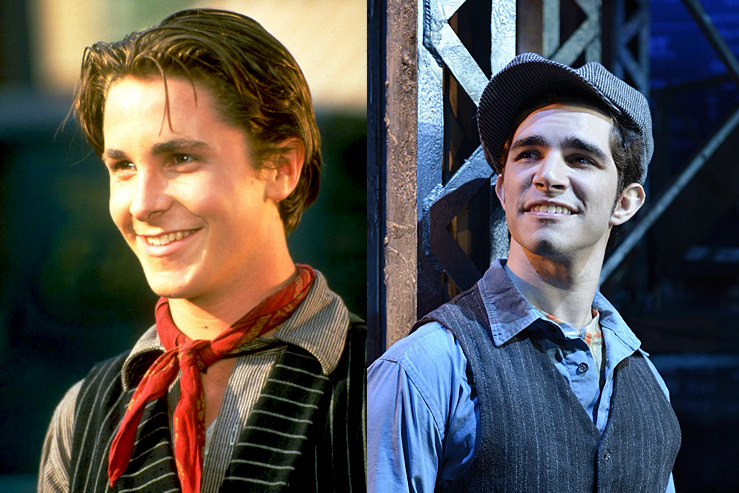Christian Bale (Left) as Jack Kelly in Newsies (1992), Joey Barreiro (Right) as Jack Kelly in Newsies National Tour